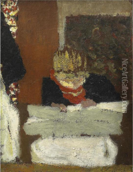 Jeune Femme Cousant Oil Painting - Jean-Edouard Vuillard