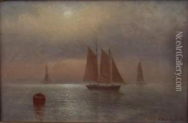 Sailing Off The Coast. Oil Painting - Charles Henry Gifford