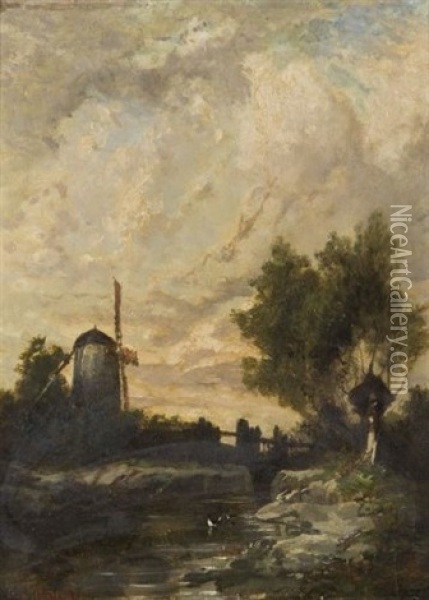 Paysage Oil Painting - Eugene F. A. Deshayes