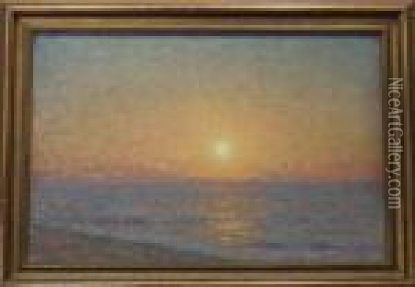 Solnedgang Over Hav. Oil Painting - Per Ekstrom