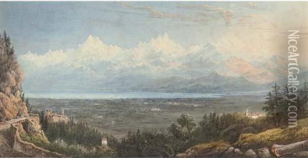 View Of Mont Blanc Oil Painting - William Crouch