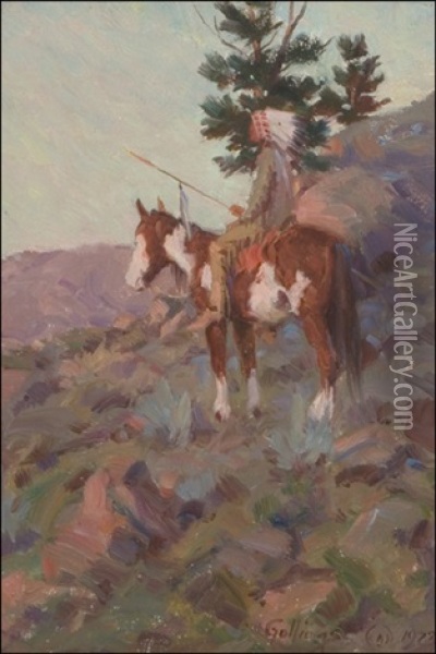 Indian Scout Oil Painting - Elling William Gollings