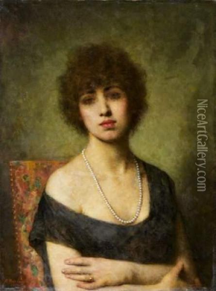 Femme Au Collier De Perles Oil Painting - Alexei Alexeivich Harlamoff