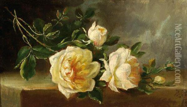 A Branch With White Roses Oil Painting - Eugene Henri Cauchois