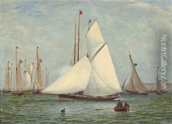 The Finishing Gun - A Regatta Of The Royal Clyde Yacht Club Oil Painting - William Clark