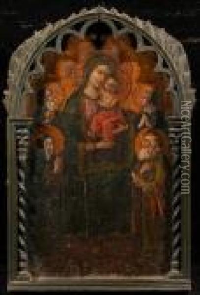 Madonna And Child And Saints Oil Painting - Ansano Mancio Di Sano Di Pietro