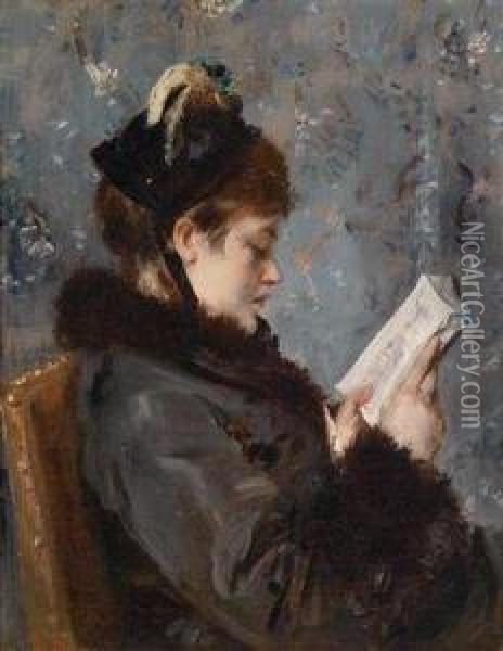Portrait Einer Jungen Dame Oil Painting - Alfred Stevens