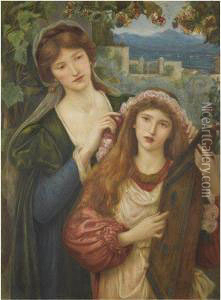 The Childhood Of St. Cecily Oil Painting - Maria Euphrosyne Spartali, later Stillman