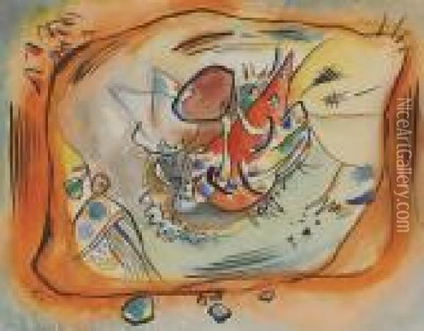 Entwurf Zu Bild Mit Orange Rand Oil Painting - Wassily Kandinsky