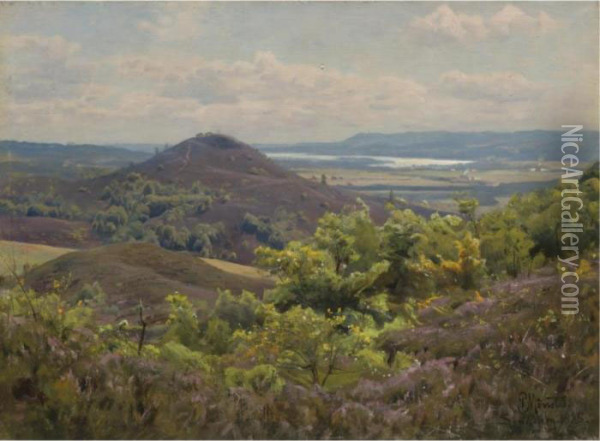 Udsigt Over Sindbjerg (view From Sindbjerg) Oil Painting - Peder Mork Monsted