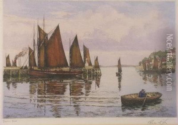 Brixham Boats Oil Painting - Charles Reuben Ryley