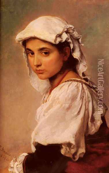A Portrait Of A Tyrolean Girl Oil Painting - Ludwig Knaus