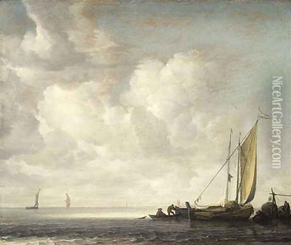 Calm Sea Oil Painting - Simon De Vlieger