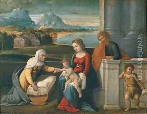 The Holy Family with St John and St Elizabeth Oil Painting - Garofalo