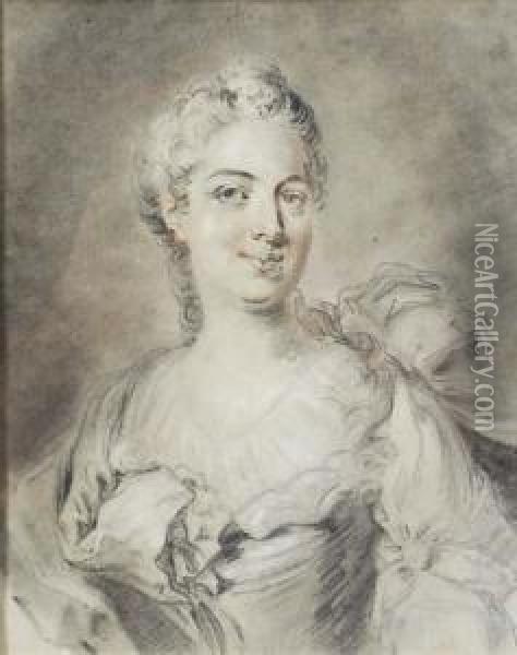 Portrait Of A Lady, Bust Length Oil Painting - Francois de Troy