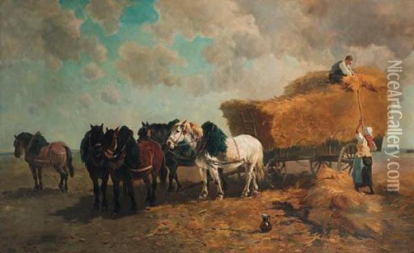The Hay Harvest Oil Painting - Henry Schouten