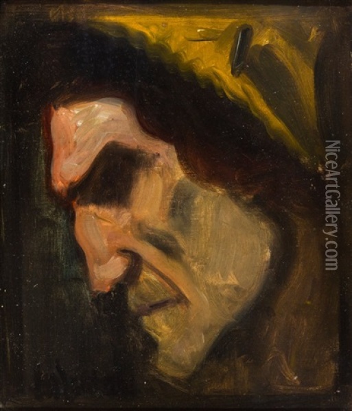 Dante-kopf Im Profil Von Links Oil Painting - Leo Samberger