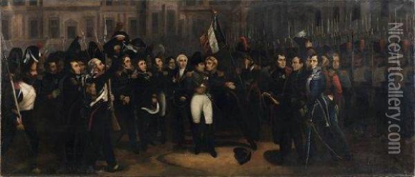  Adieux De Napoleon Ier A La Garde Imperiale A Fontainebleau
Le 20 Avril 1814.  Oil Painting - Horace Vernet