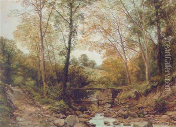 A Tranquil Stream, Surrey Oil Painting - Thomas Creswick