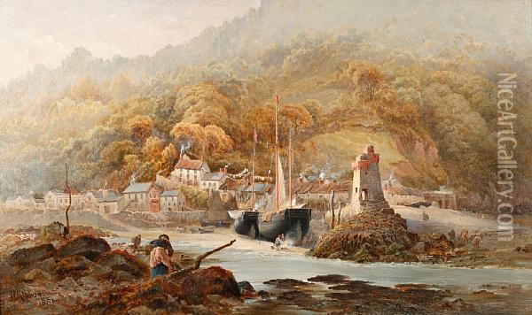 View Of Lynmouth Oil Painting - William Gibbons