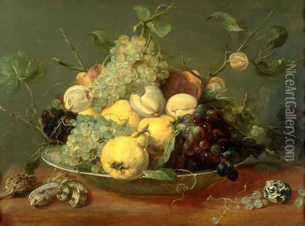 Still life with fruit in the porcelain bowl Oil Painting - Frans Snyders