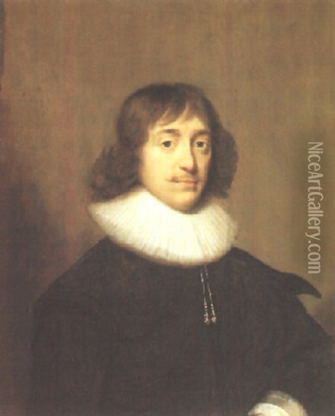 Portrait Of Sir Richard Fanshawe Oil Painting - Cornelis Jonson Van Ceulen