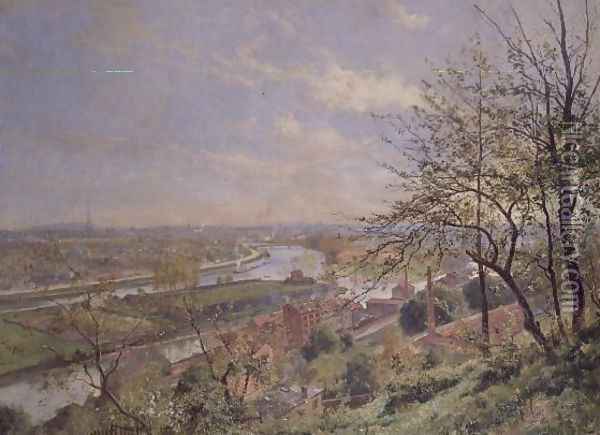 View of Boulogne sur Seine, c.1900 Oil Painting - Louis Tauzin
