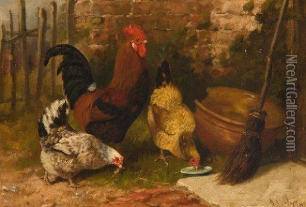 Poules Oil Painting - Arthur Batt
