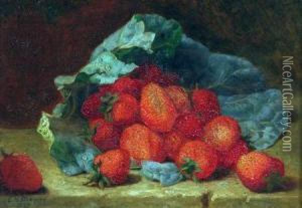 Still Life Study Of Strawberries On A Ledge Oil Painting - Eloise Harriet Stannard