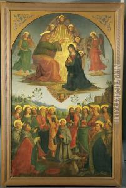 Coronation Of The Virgin With Saints Oil Painting - Pietro Perugino