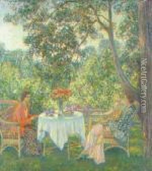 Teatime (lois And Betty-june) Oil Painting - Wilson Henry Irvine