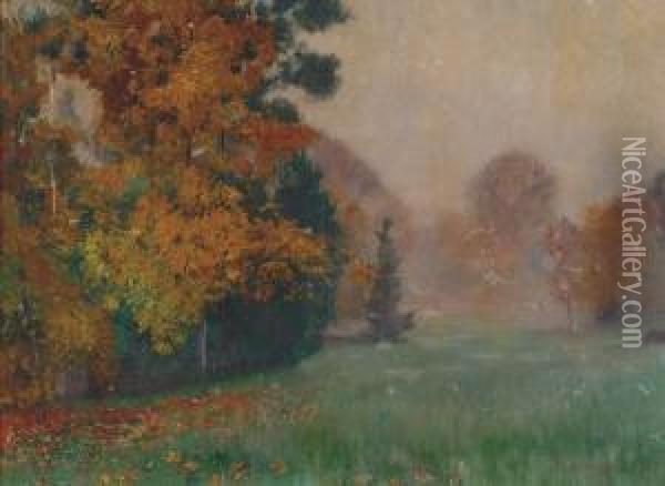 Parkland - A Misty Autumn Day Oil Painting - Philipp Franck