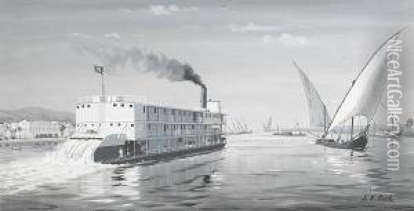 Steamer On The River Nile Oil Painting - Else Von Beck
