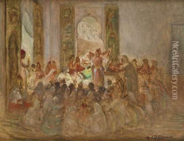 La Danse Des Voiles (maroc) Oil Painting - Henry d' Estienne