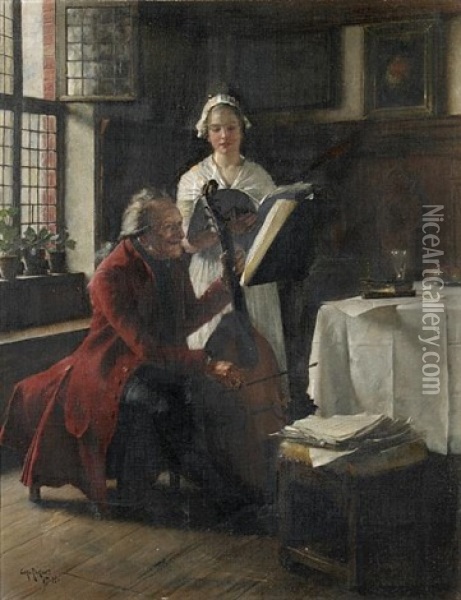 A Musical Moment Oil Painting - Carl Rickelt