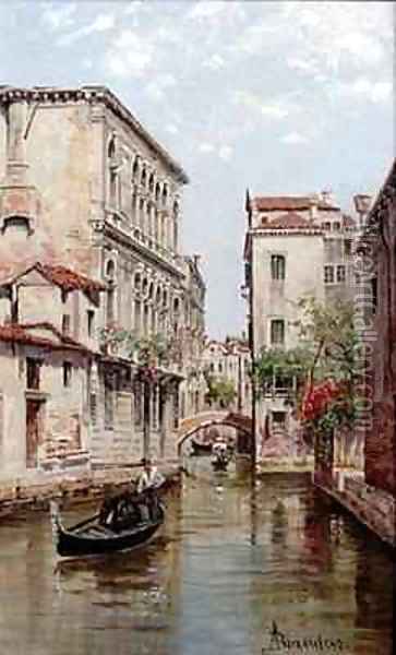 Gondolas on a Venetian Canal 'Rio de San Aportino' Oil Painting - Antoinetta Brandeis