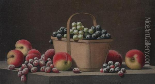 Grapes And Peaches With Basket Oil Painting - Barton Stone Hays