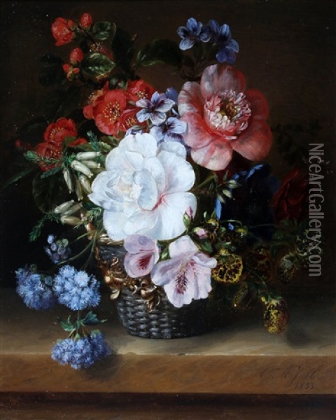 Bloemstilleven Oil Painting - Geertruida Margaretha Huidekoper