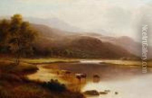 'on The Glaslyn, North Wales' Oil Painting - William Mellor