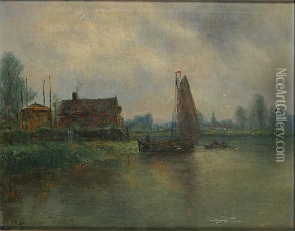 Barque De Peche Sur L'escaut Oil Painting - Romain Steppe