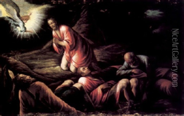 Agony In The Garden Oil Painting - Jacopo dal Ponte Bassano