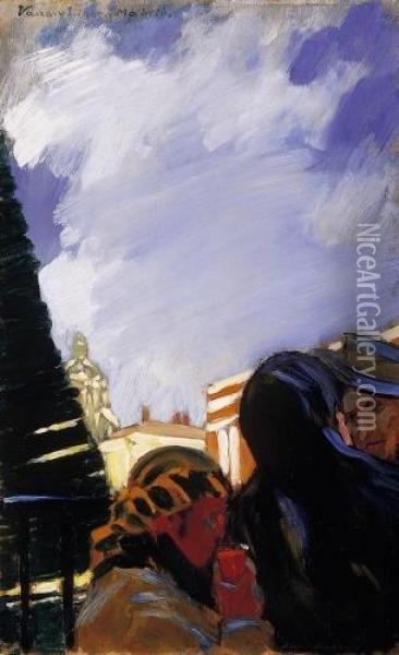 Balcony In Madrid Oil Painting - Janos Vaszary