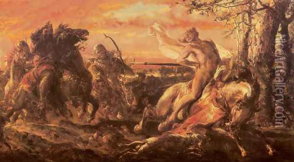 Slaying of Leszek the White in Gasawa Oil Painting - Jan Matejko