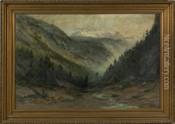 Mountainous Landscape With Stream Oil Painting - Christopher H. Shearer