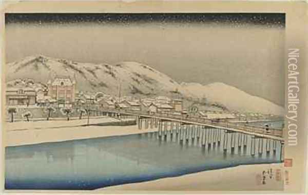 Great Bridge at Sanjo in Kyoto Oil Painting - Goyo Hashiguchi