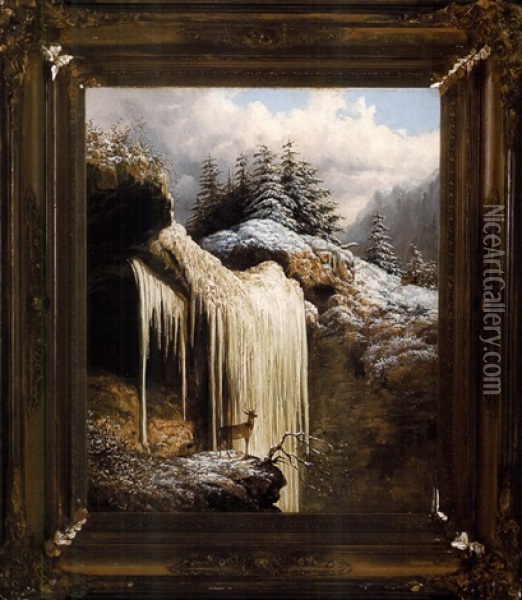 Frozen Falls Oil Painting - William Charles Anthony Frerichs