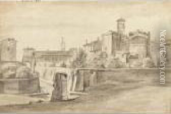 View Of Rome, With The Arch Of Titus, Via Sacra, Capitol And Santa Francesca Romana Oil Painting - Jacob De Heusch