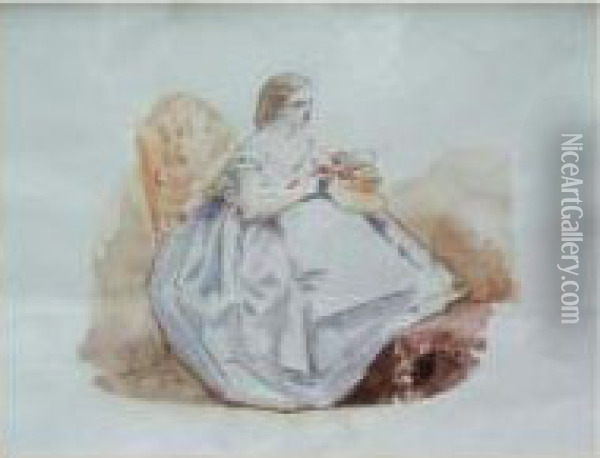 Jeune Femme Au Chapeau Oil Painting - Auguste Toulmouche