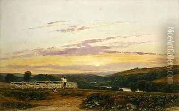 The Shepherd Evening Oil Painting - Francis Oliver Finch