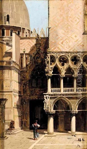 Porta Villa Carta, Palazzo Ducale, Venezia Oil Painting - Antonietta Brandeis